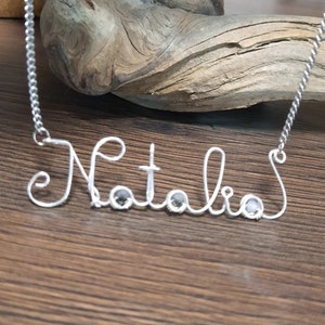 Nombre del cable del cliente Collar Alambre chapado en plata personalizado y cadena de acero inoxidable