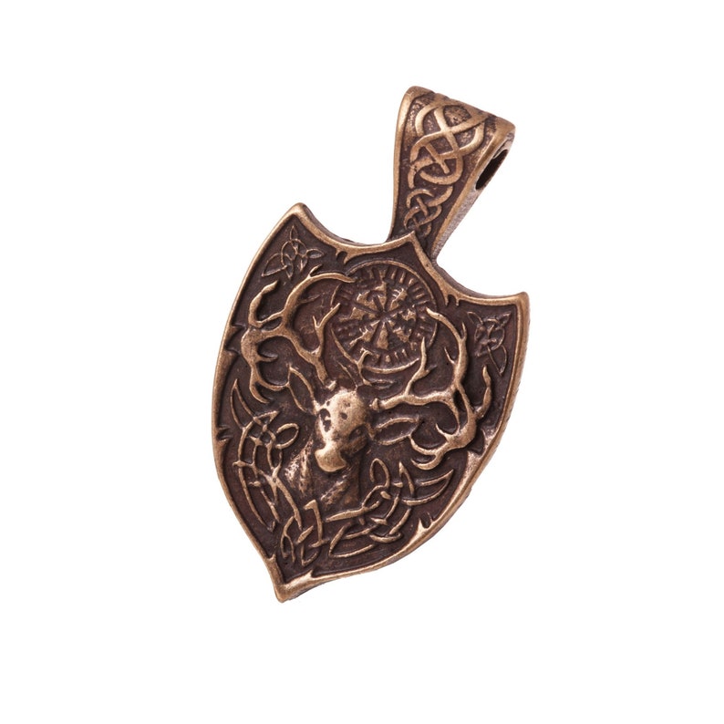 Valhalla viking necklace Sterling Silver Deer antler animal pendant pagan Celtic woodland jewelry Scandinavian magic protection talisman