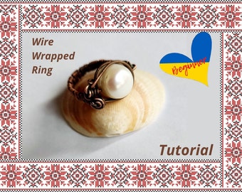 Wire wrap tutorial, wire wrapping pattern Pearl Ring, DIY jewelry, jewelry making, wire weaving, wire art tutorials