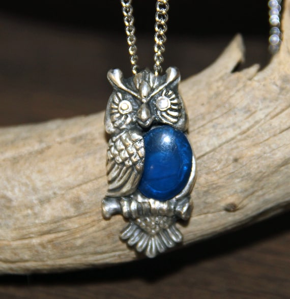 Sterling Silver Owl Pendant With Stone Animal Birds Jewelry
