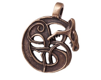 Snake Jörmungandr necklace pendant, viking norse ouroboros dragon jewelry, witchcraft protection amulet