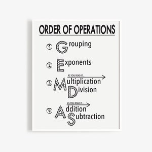 Order of Operations Math Classroom Decor Poster | GEMDAS, PEMDAS, Secondary Math, Math Teacher Printable