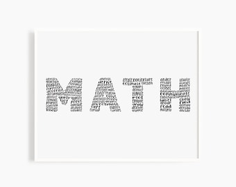 Math Verbs | What do you do in math? Poster with letters spelling math made of verbs used when doing math.