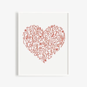 Math Symbol Heart Poster | Math Classroom Decor, Instant Download, Teacher Printable, for all those that love math