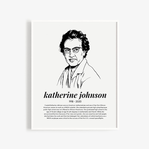 Katherine Johnson. Women in Mathematics. Great Mathematician Poster Series