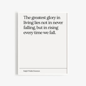 Peut inclure: Une citation imprimable de Ralph Waldo Emerson qui dit : "La plus grande gloire de la vie ne r&eacute;side pas dans le fait de ne jamais tomber, mais dans celui de se relever chaque fois que l'on tombe."