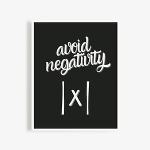 Avoid Negativity Absolute Value Math Classroom Poster