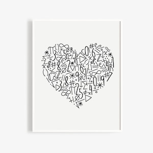 Math Symbol Heart Poster | Math Classroom Decor, Instant Download, Teacher Printable, for all those that love math