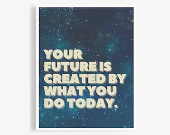 Your Future is Created by What You Do Today. Motivational Poster for Building Classroom Culture.