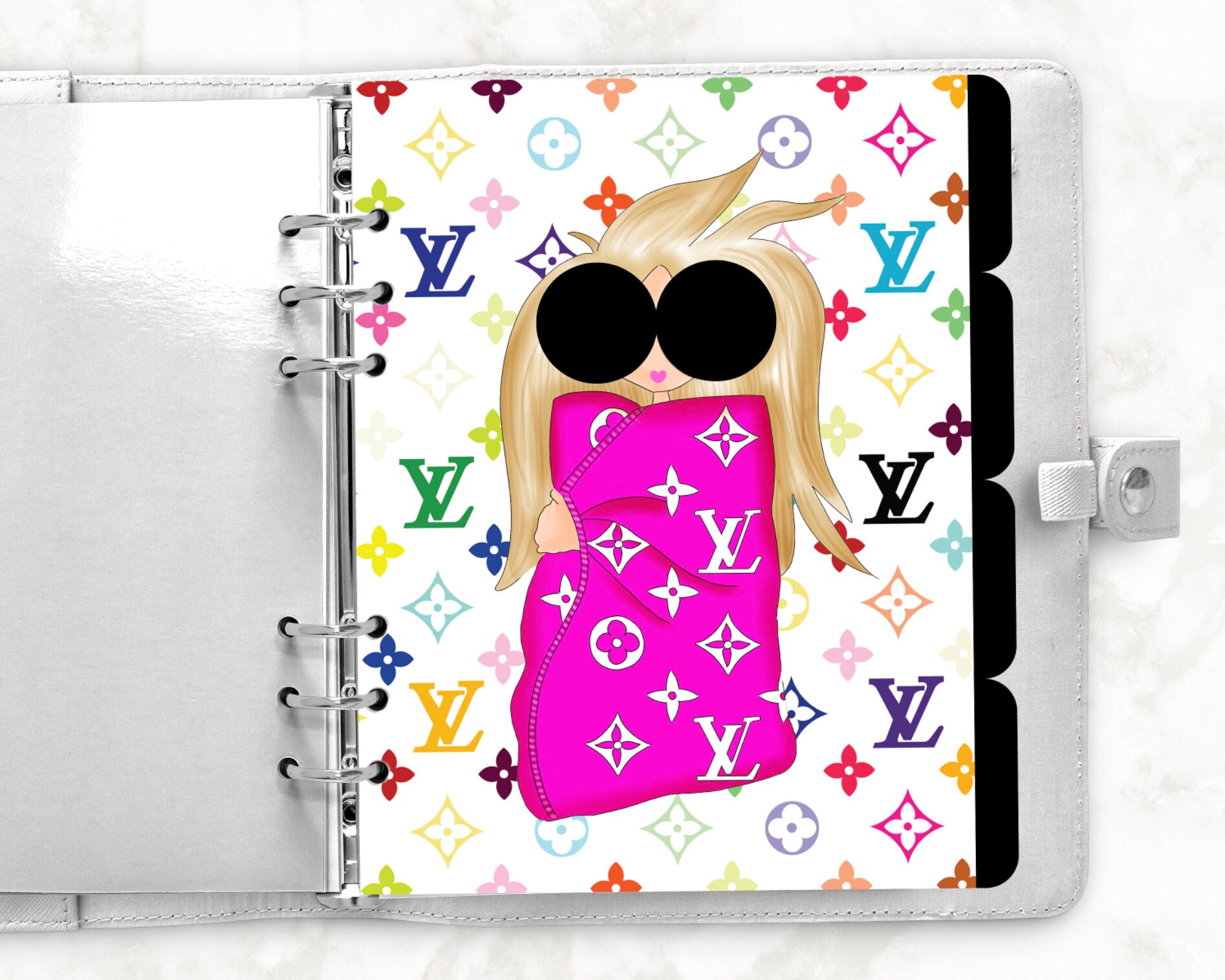 Pink Louis Vuitton Girl Multicolor Print Planner Dividers // | Etsy