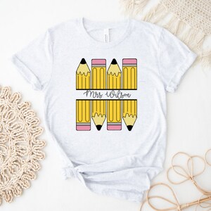 Teacher Pencil Tee with Name - Teacher Pencil Tee - Teacher Pencil Shirt