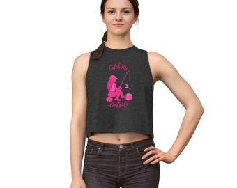 Catch Me Outside Sparkle Pink Fishing Crop Top | Women's Fishing Apparel