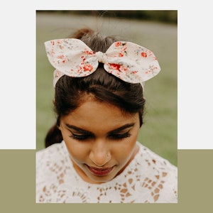 Schleifen-Stirnband | Dehnbares Stirnband | Breites Stirnband | Bogen | Blumen Stirnband | Haarschmuck | Geschenk für Sie | Letterbox Geschenk | Boho Stirnband