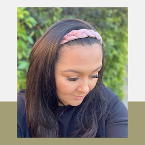 Pink Crushed Velvet Headband | Braided Headband | Padded Headband | Handmade | Fabric Headband| Plaited Velvet Headband | Velvet Headband