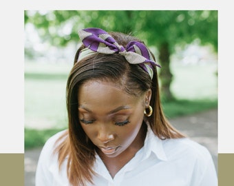 Ankara Bow Headband | African Print Fabric, Elastic Hair Accessory
