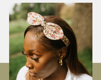 Floral Bow Headband | Stretchy Cotton Hair Accessory