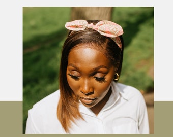 Floral Bow Headband | Pink Cotton Turban
