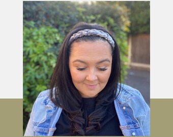 Handmade Silver Crushed Velvet Braided Headband