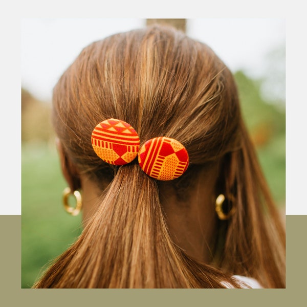 African Print Hair Bobbles - Red