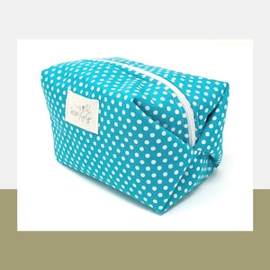 Teal Polka Dot Make Up Bag | Cosmetic Bag | Box pouch | Travel Bag