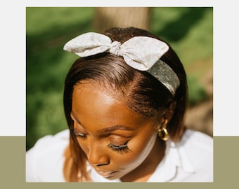 Handmade Floral Bow Headband | Stretchy Cotton Hair Accessory