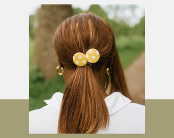 Yellow Polka Dot Hair Ties | Summer Hair Bobbles