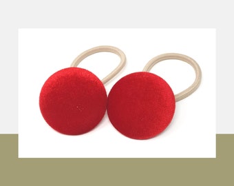 Velvet Hair Bobbles - Red