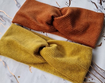 Wide Boho Corduroy Headband | Stretchy Turban