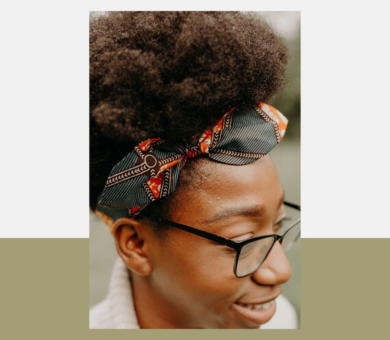 African Print Bow Headband | Stretchy Fabric Hair Accessory  display picture 2
