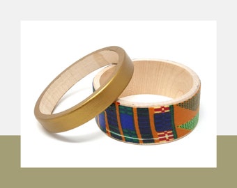 African Print Wood Bangle | Sustainable Wooden Bracelet