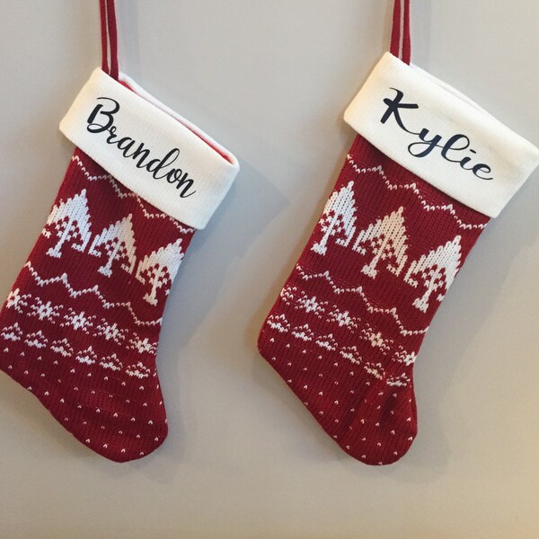 Personalized Christmas Stockings | Christmas Tree Stocking| Custom Name Stocking | Red Stocking | Christmas Stocking | Christmas Decorations