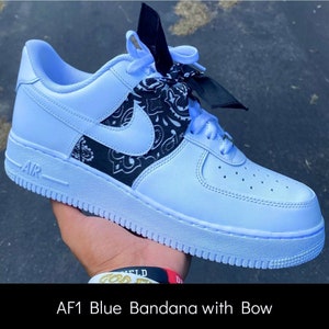 Black Bandana Custom Nike Air Force 1 Shoes Black Mid - Bandana Fever