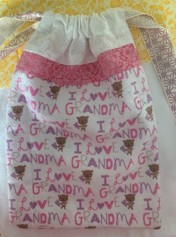 Gift for grandma, gift bag with tag, Reusable bag, keepsake, eco-friendly