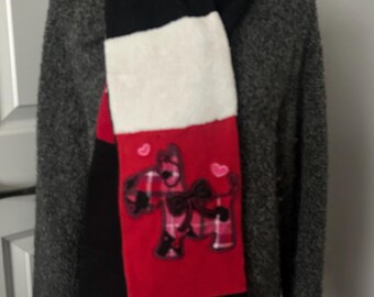 Scottie theme flannel scarf repurposed tee