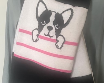 French terrier theme scarf flannel handmade
