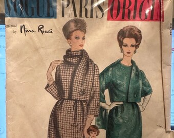 Vogue Paris Original Nina Ricci 1046 Suit and Scarf Size 10