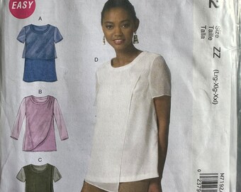 McCall's, Women's Top, 4 Variations, Pattern M7192, Size ZZ, Lrg - XLg - XXL, UNCUT