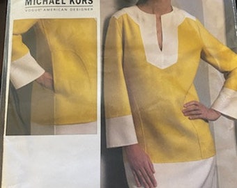 Uncut Vogue Schnittmuster Michael Kors Mod Style Easy to Sew Lined Shift Dress Vogue 1090 UNCUT FF Gr 6 - 12 FF