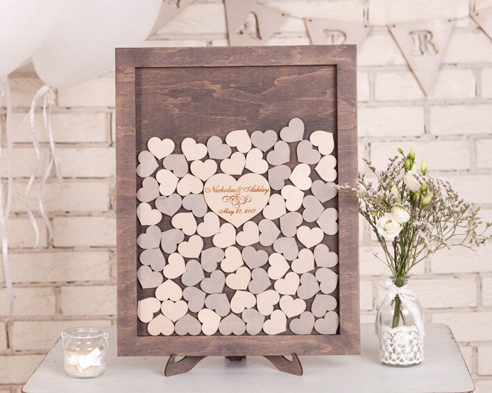 Wedding Guest Book Alternative Rustic Guestbook Heart Etsy