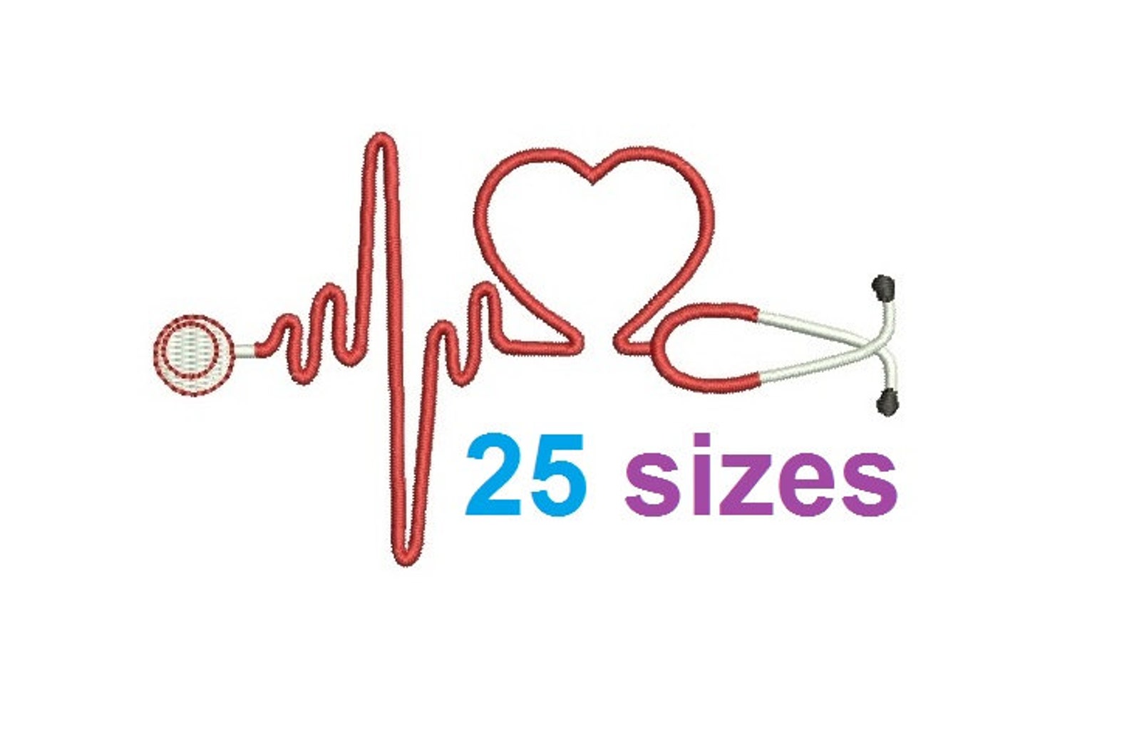 Heart Stethoscope Embroidery Design Nurse Fill Embroidery Etsy