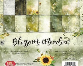 12 papers fantiaisies scrapbooking 30 x 30 cm Craft & You BLOSSOM MEADOW 18