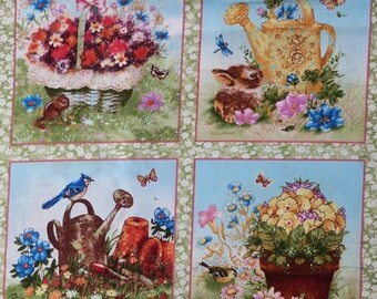 Fabric patchwork/decoration 4 miniature woodland