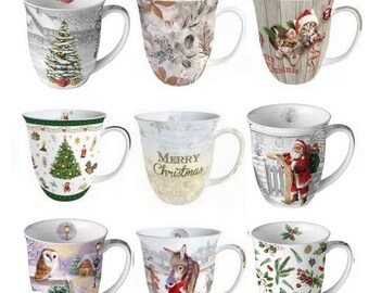 AMBIENTE porcelain mug, cup, coffee, tea 10.5 cm 0.4 l CHRISTMAS