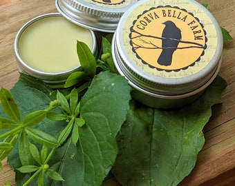 Woodland Weeds Skin Salve - 1 oz moisturizing pig tallow balm - With Cleavers, Violet Leaf, Plantain and Sweet Woodruff