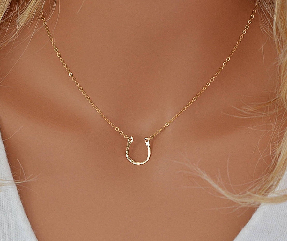 Gold Horseshoe Necklace Dainty Gold Or Silver Necklace Etsy