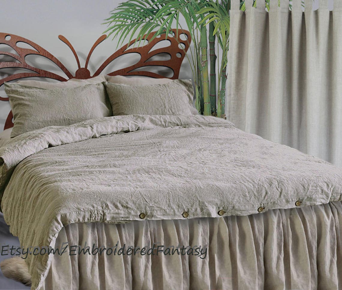Flax Bedding Linen Bedding Frilled Linen Duvet Cover European Etsy