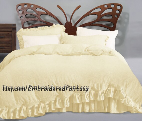 Flax Bedding Linen Bedding Frilled Linen Duvet Cover European Etsy
