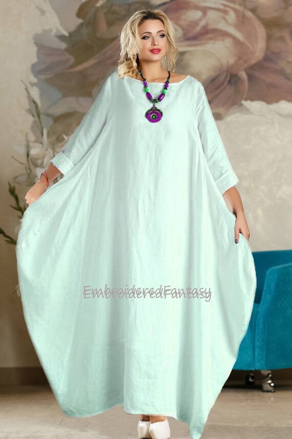 Sale Linen Caftan Large Size Linen Kaftan Caftan Custom Etsy