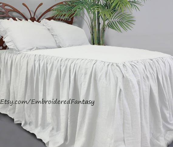 Linen Bedding Linen Bed Cover Dust Ruffle Linen Duvet Etsy