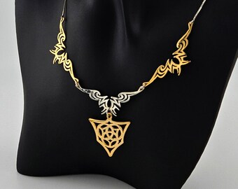 Colar Deusa Viking: Pingente Tribal Artesanal em Prata de Lei e Ouro